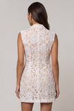 Ivory Appliqued Bodycon Short Work Dress