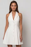 White A Line Halter Neck Short Work Dress