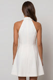 White A Line Halter Neck Short Work Dress