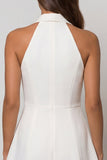 White A Line Halter Neck Short Work Dress