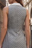 Grey Bodycon Double Breasted Short Work Dress