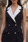 Black Bodycon Double Breasted Short Work Dress