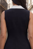 Black Bodycon Double Breasted Short Work Dress