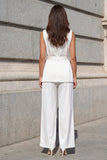 White Shawl Lapel 2 Piece Work Dress