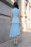 White Double Breasted Sleeveless 2 Piece Work Dress