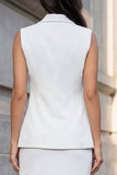 White Double Breasted Sleeveless 2 Piece Work Dress