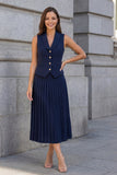 Single Breasted Navy A Line Short Work Dress