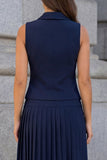 Single Breasted Navy A Line Short Work Dress