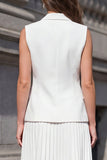 Pleated White A Line Midi Work Dress
