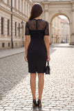 Black Sheath V Neck Short Work Dress