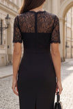 Black Sheath V Neck Short Work Dress