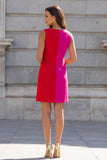 A Line Fuchsia and Red Single Breasted Short Work Dress