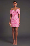 Jacquard Blue Floral Bodycon Short Summer Wedding Guest Dress