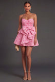 Fuchsia A Line Ruffled Backless Short Summer Wedding Guest Dress