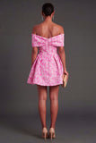 A Line Floral Fuchsia Short Summer Wedding Guest Dress