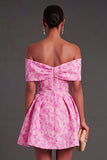 A Line Floral Fuchsia Short Summer Wedding Guest Dress