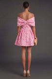 A Line Backless Sleeveless Fuchsia Wedding Guest Dress
