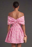 A Line Backless Sleeveless Fuchsia Wedding Guest Dress