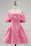 A Line Backless Sleeveless Fuchsia Wedding Guest Dress