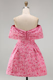 A Line Backless Sleeveless Fuchsia Wedding Guest Dress