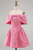 A Line Backless Sleeveless Fuchsia Wedding Guest Dress
