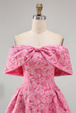 A Line Backless Sleeveless Fuchsia Wedding Guest Dress