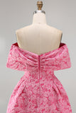 A Line Backless Sleeveless Fuchsia Wedding Guest Dress