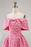 A Line Backless Sleeveless Fuchsia Wedding Guest Dress