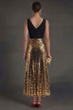 Sheath Black and Gold Sparkly V Neck Long Formal Dress