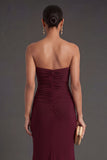 Burgundy Mermaid Sweetheart Long Formal Dress with Slit
