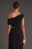 Black One Shoulder Backless Long Formal Dress with Slit