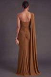 Ruched Olive Mermaid One Shoulder Long Formal Dress
