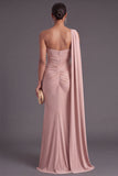 Ruched Olive Mermaid One Shoulder Long Formal Dress