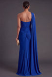 Ruched Olive Mermaid One Shoulder Long Formal Dress