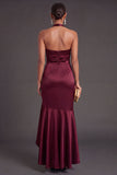 Halter Neck Mermaid Black Long Formal Dress with Slit