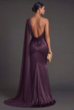 Cabernet Ruched Satin Mermaid Long Formal Dress