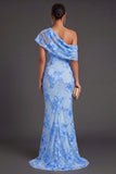 Yellow Appliqued Floral Mermaid Long Formal Dress