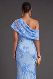 Yellow Appliqued Floral Mermaid Long Formal Dress