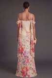 Black Floral Mermaid Cold Shoulder Long Formal Dress
