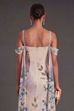 Black Floral Mermaid Cold Shoulder Long Formal Dress