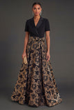 A Line Black Collar Neck Long Formal Dress