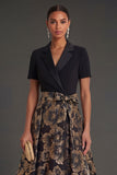 A Line Black Collar Neck Long Formal Dress