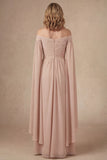 Champagne Ruffled Ruched Long Mother of the Bride Dress