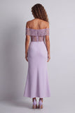 Beaded Mermaid Light Purple Long Formal Dress
