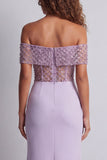 Beaded Mermaid Light Purple Long Formal Dress