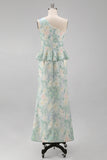 Light Green Floral Mermaid Long Formal Dress