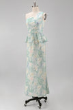 Light Green Floral Mermaid Long Formal Dress