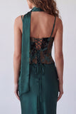 Dark Green Floral Mermaid Long Formal Dress