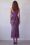 Purple Floral Mermaid Ruffled Midi Formal Dress