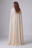 Champagne Mermaid Floral Long Formal Dress with Cape